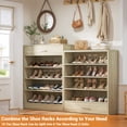 thumbnail image 3 of Homieasy 10-Tier Shoe Cabinet with 2 Drawers, 65cm Width Freestanding Closet Organizer with Adjustable Storage Shelves & Side Hooks –for Entryway, Bedroom, Living Room,White Oak, 3 of 8