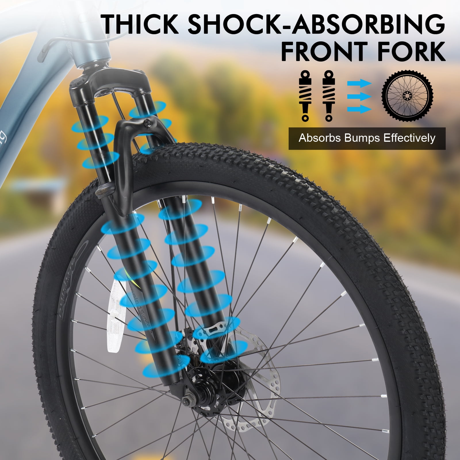 UBesGoo 26in Mountain Bike for Adults, Aluminum Frame Lightweight 21 Speeds Men/Women Bike with Dual Disc Brake, Twist Shifters, Gray Blue