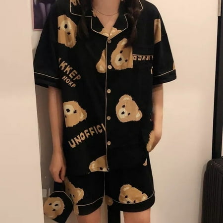 

CoCopeaunt Pajama Sets Turn-down Collar Short Sleeve Women Summer Floral Printed Thin Kawaii Trendy Womens 2pcs Kimono Pyjamas Elegant