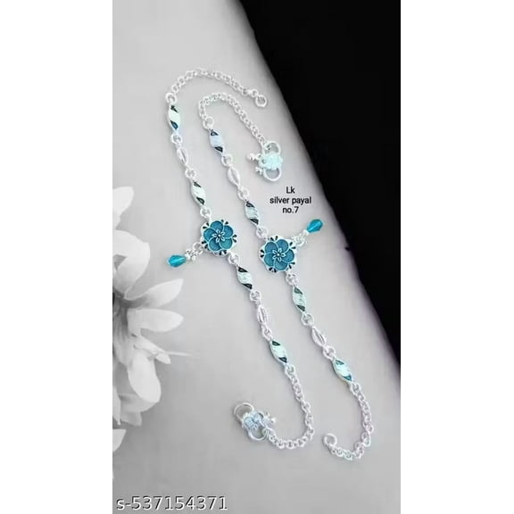 Traditional Silver-Plated Payal for Women Anklet Pajeb for Wedding, Festive & Daily Wear