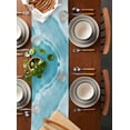 thumbnail image 3 of Table Runner 72 Inches Long for Kitchen Dining, Blue Coastal Wave Dresser Scarf Farmhouse, Dining Table Decorations for Wedding/Parties, Summer Modern Ocean Beach 18 x 72 In, 3 of 9