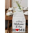 thumbnail image 2 of White Wood Grain Burlap Cotton Table Runner 13x90 Inches Long, Red Heart Vintage Farmhouse Country Farmhouse Table Runners, Outdoor Dining Tablecloths Decor for Baby Shower/Party/Wedding, 2 of 6