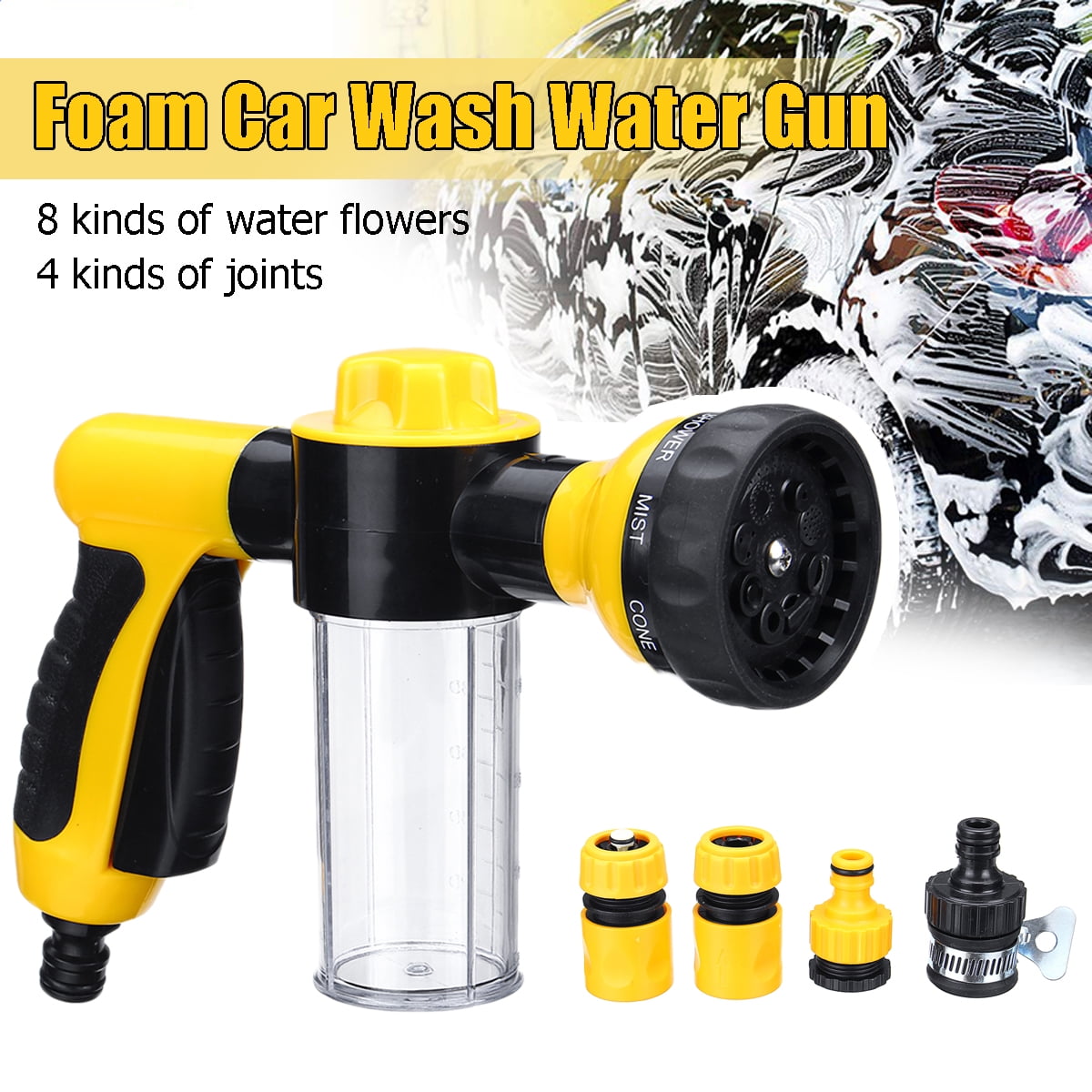 High Pressure Spray Foam Snow Water Gun Car Washer Cleaner 8 Settings w