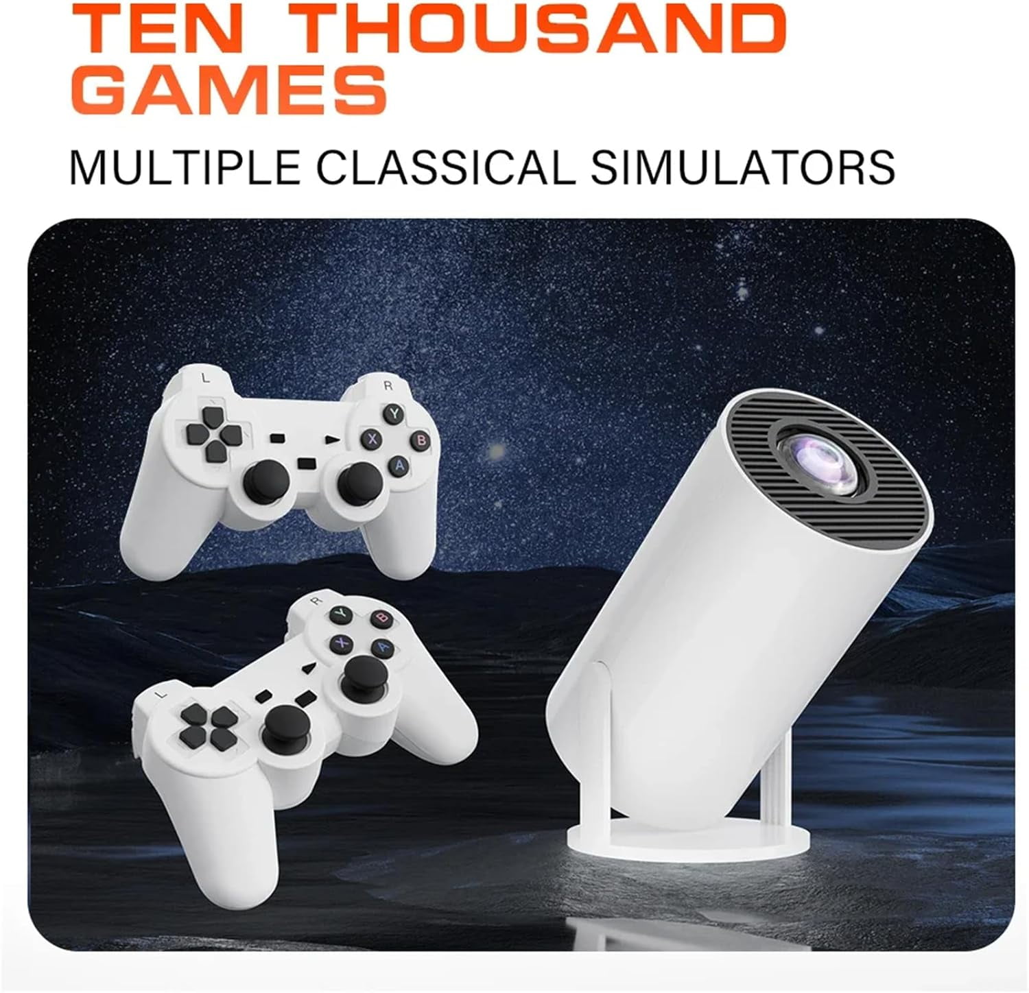 Mini Projector 1080p Support with 270°rotating Bracket 300 ANSI 5G WiFi Bluetooth Auto Keystone Home Projector