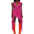 thumbnail image 2 of Robe Longue à Fleurs 3D pour Femmes Robe à Franges Florale Sans Manches Dos Ouvert à Franges Robe en Tulle Transparent, 2 of 9