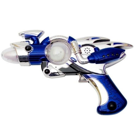 Laser Time JEWELS FASHION Light- Up Toy - Red Or Blue Laser Space Blaster Toy -Noise Making -Super Spinning -11 1/2 Inch- For Children, Play Time, Pretend, Parties, (BLUE) ()