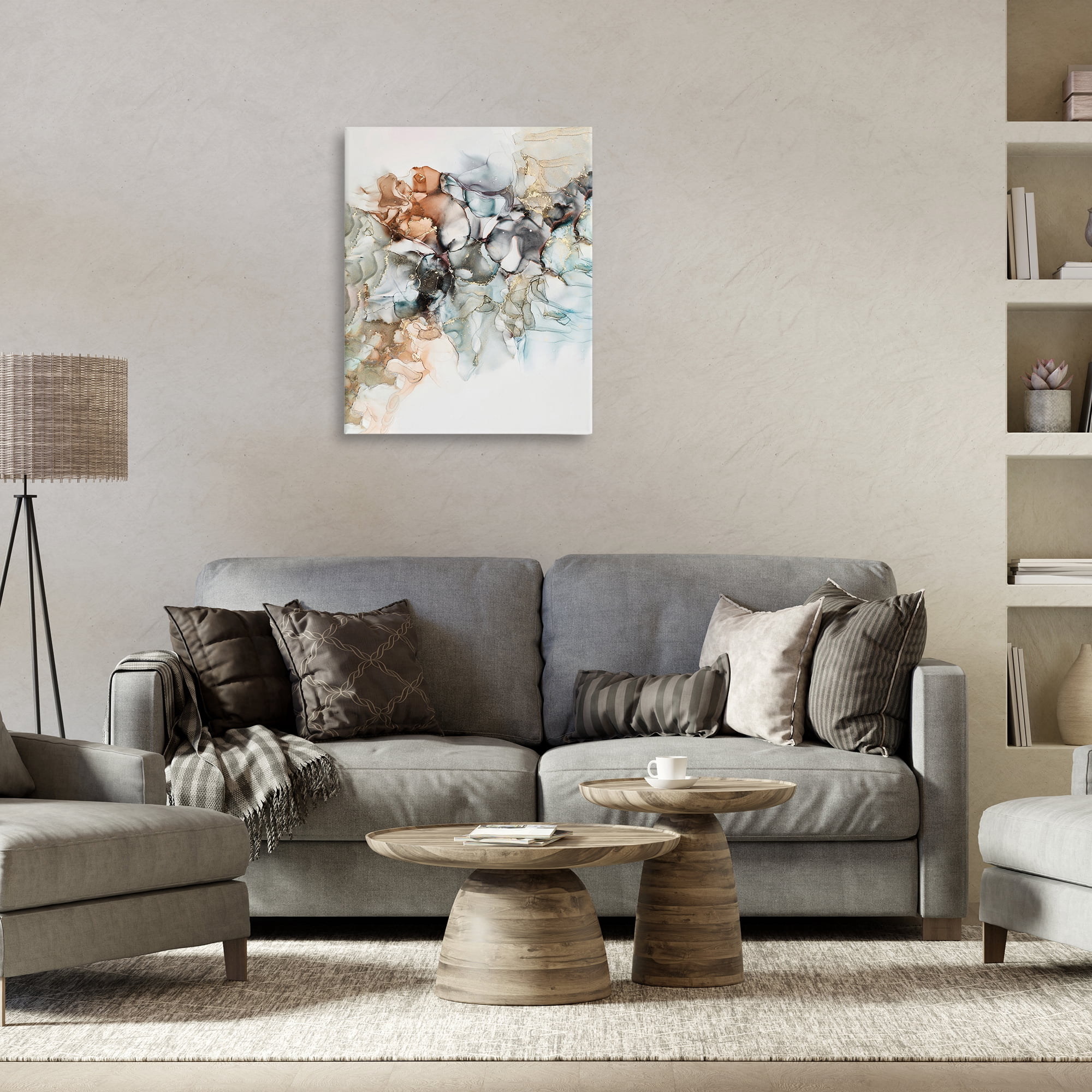 Stupell Industries Fluid Abstract Glam Detail Abstract Painting Gallery Wrapped Canvas Art Print Wall Art, 24 x 30