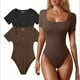 thumbnail image 2 of Body elegante de manga corta con cuello cuadrado para mujer, body ajustado liso, ropa interior básica que combina con todo, camiseta informal, Top Sexy de oficina para mujer, 2 of 5