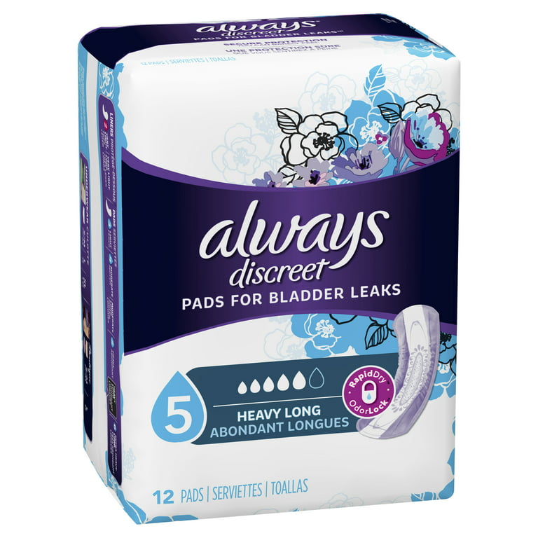 Always Discreet Incontinence Pads for Women, Heavy Absorbency