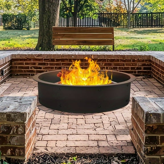 Heavy Duty Metal Fire Pit Ring - 42" Outer/37" Inner DIY Wood Burning Fire Pit for Garden, Yard, Patio, Camping - Rust-Resistant, Easy Installation, Smooth Edges, Perfect for Outdoor Gatherings