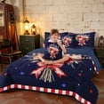 thumbnail image 3 of Manfei Watercolor Floral Bouquet King Bedding, US Flag Stars King Bed in a Bag, Red White Blue, Navy Reversible 7pcs, 3 of 6