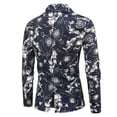 thumbnail image 3 of IROINNID Men's Long Sleeve V-Neck Blazer Notch Lapel Mid-Length Jacket Print Casual Suit Single One Button Back Slit Suit Collar Dress Performance Dress Suit Jacket Blazer, 3 of 3