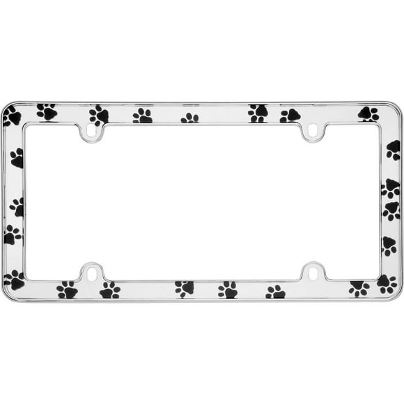Cruiser Accessories Paws, Chrome License Plate Frame, Fits 15x30cm License Plate