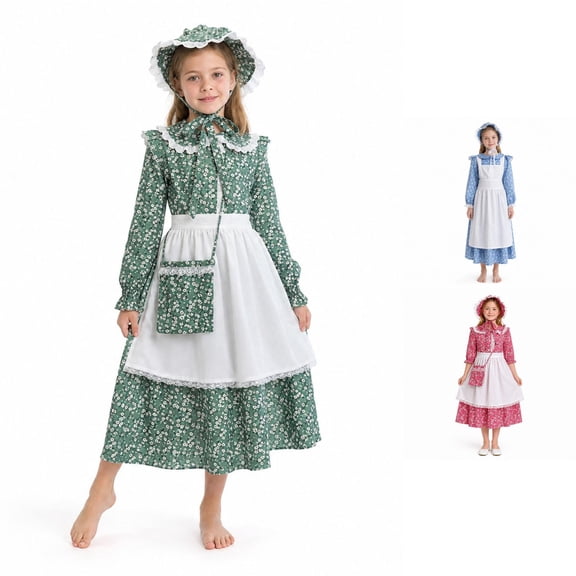 REDARER Kids Country Prairie Cosplay Costume 4‑Piece Set for Halloween Fancy Dress Stage Role Play Themed Party Outfit,5 Years