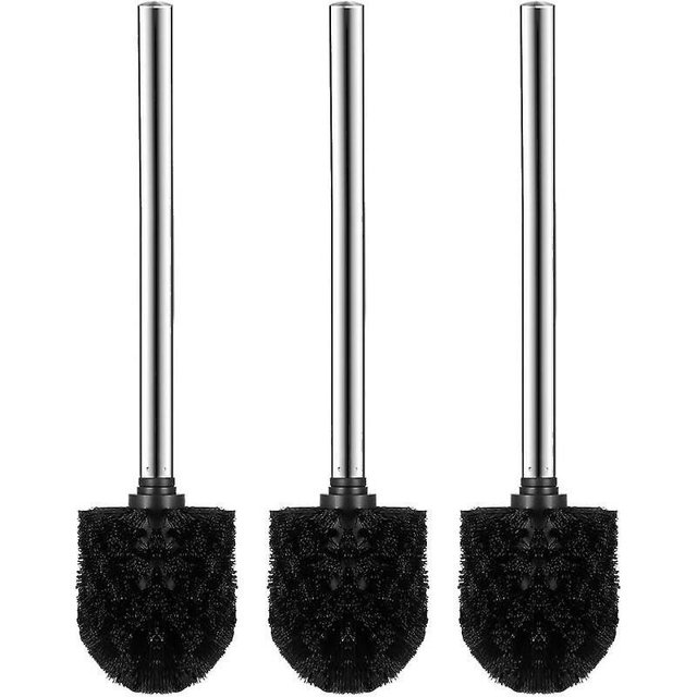 Juego de escobillas de plástico BRI para inodoro con mango de acero inoxidable negro plateado 3 unidades