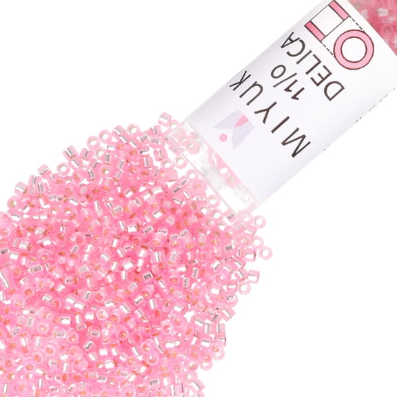Miyuki Delica Seed Beads – Size 11/0 (1.6 mm), DB1335, Dyed Silver-Lined Light Pink, 7.2 g, Approx. 1440 Beads