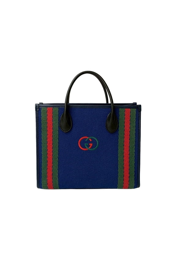 Pre-Owned GUCCI Interlocking G Sherry Line Canvas and Leather Handbag/Tote Bag,... (Good)