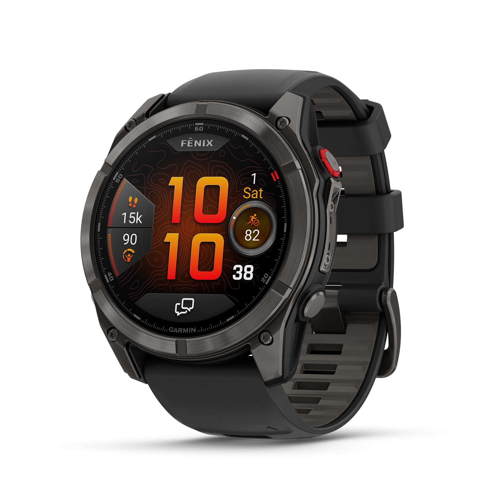 Garmin Fenix 8 Pro 51mm, AMOLED Display, inReach Technology, Premium Connected Multisport Fitness Tracker GPS Smartwatch, Sapphire Carbon Gray DLC Titanium with Black/Pebble Gray Silicone Band Bundle
