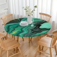 thumbnail image 3 of Green Marble Color Flow Pattern Round Fitted Tablecloth with Elastic Edge,Dining Table Cover Waterproof,Outdoor Round Tablecloth for Camping,Dining,Indoor and Outdoor, 3 of 7