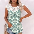 thumbnail image 2 of Camiseta sin mangas de encaje con estampado de mujer Camiseta sin mangas de empalme de cuello redondo Camiseta ligera y cómoda delgada OAVQHLG3B Store lin121212, 2 of 5