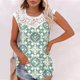 thumbnail image 2 of Camiseta sin mangas de encaje con estampado de mujer Camiseta sin mangas de empalme de cuello redondo Camiseta ligera y cómoda delgada OAVQHLG3B Store lin121212, 2 of 5