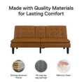Mainstays Memory Foam Futon with Cupholder and USB, Camel Faux Leather