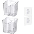 thumbnail image 1 of Juego de 2 organizadores de almacenamiento para pared, estantes de baño, apilables, de plástico transparente, para cepillos de dientes, adhesivos, para baño, cocina, armario, ducha, sin BPA, pequeños, 1 of 6