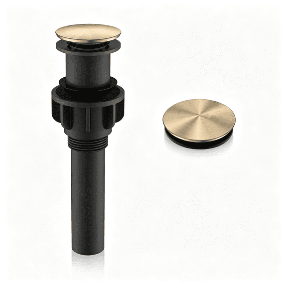 HIBIBUD Champagne Bronze Bathroom Sink Drain without Overflow, Pop Up Bathroom Sink Drain Assembly Anti Clog Vessel Pop Up Sink Drain Stopper Lavatory Bathroom Vanity Sink Drain