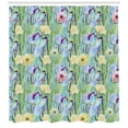 thumbnail image 3 of Ambesonne Plant Shower Curtain, Cactus Buds Types Pattern, 69"Wx75"L, Green and Blue, 3 of 3