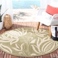 thumbnail image 2 of Safavieh Courtyard Crystal Floral Indoor/Outdoor Area Rug, Olive/Natural, 5'3" x 5'3" Round, 2 of 12