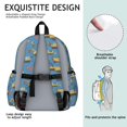 thumbnail image 5 of Excavator and Gravel Blue Pattern Cute School Backpack with Padded Back and Adjustable Shoulder Straps 13.4"x11"x4.7", 5 of 5