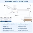 thumbnail image 6 of BoFang 48 inch Ceiling Fan with Light, Low Profile Flush Mount, Remote Control, DC Motor,White, 6 of 10