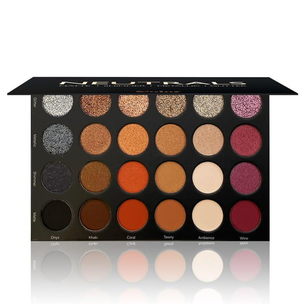 Ccolor Cosmeticss - Paleta de sombras de ojos neutras de 24 colores Mate/Brillante/Metálico. Acabado brillante Sombra de ojos altamente pigmentada Maquillaje Paleta de ojos de larga duración Kit de ma