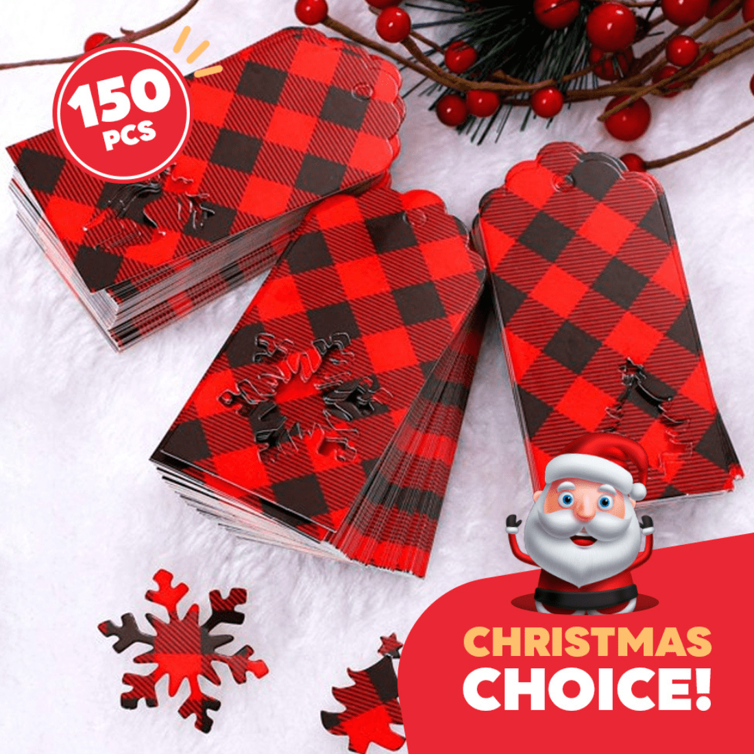 150 Pack Brown Kraft Paper Christmas Gift Tags, Xmas Brown Kraft Gift