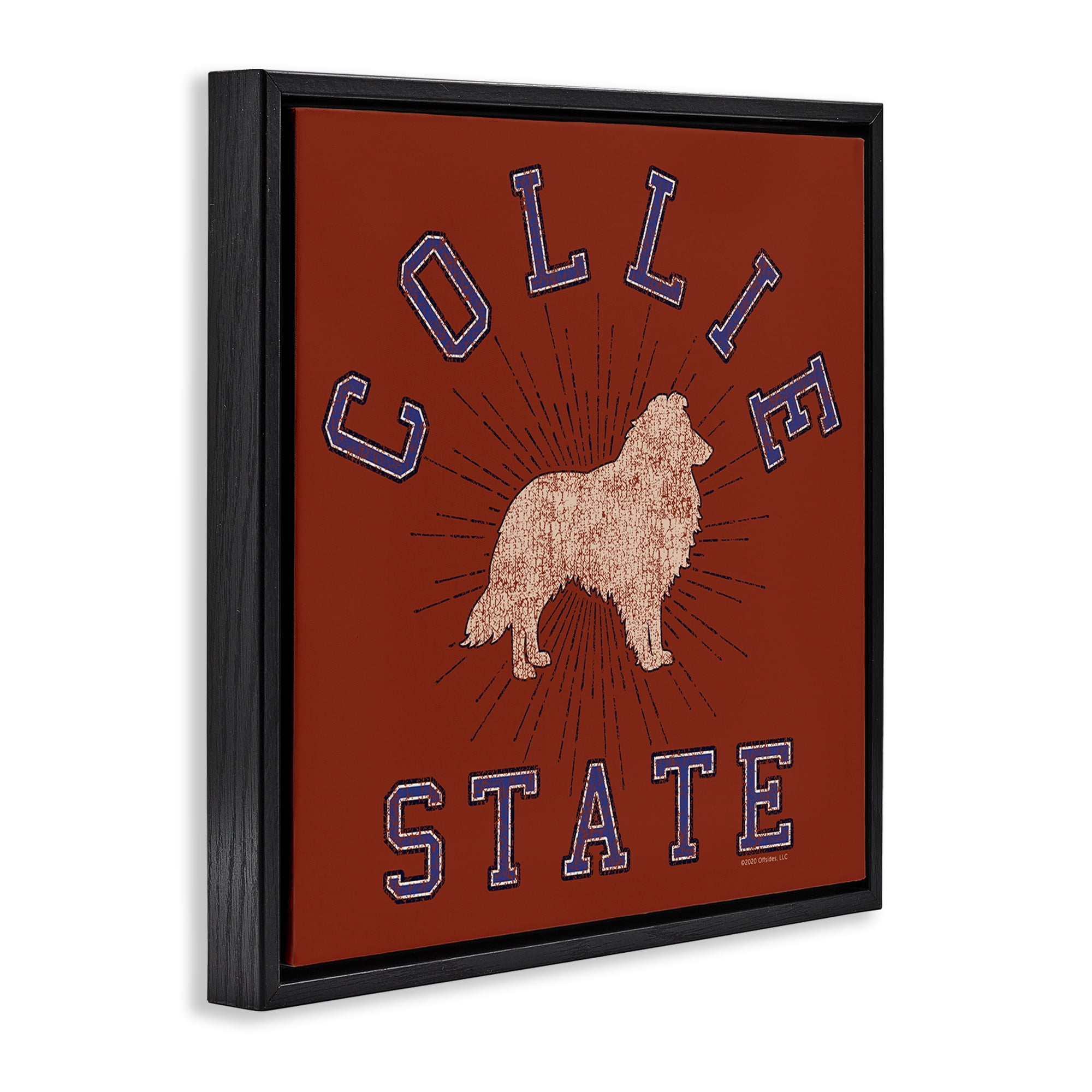 Stupell Industries Vintage Collie State Novelty & Humor Painting Black Floater Framed Canvas Art Print Wall Art, 18 x 18