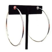 DIVAS DIGGABLES Clip-on Hoop Earrings Simple Thin 2 inch Silver Tone Hoop Earrings Non Pierced