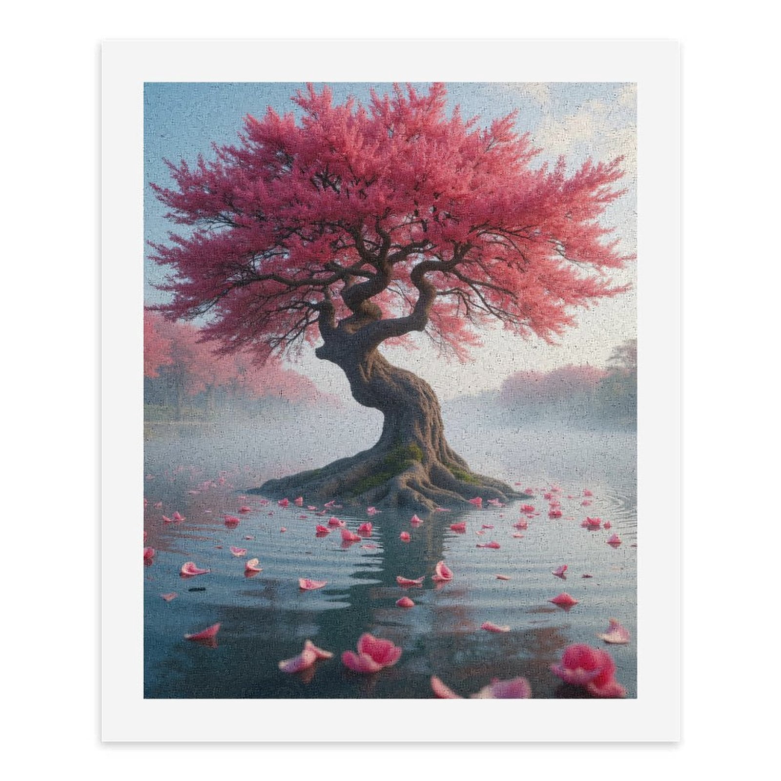 Paint by Numbers Kit for Adults, Pink Blossoms Dreamscape Misty Lake Paint by Numbers, Easy Paint by Numbers Kit for Adults Beginner, DIY Adult Paint by Number Kits on Canvas, Home Decor