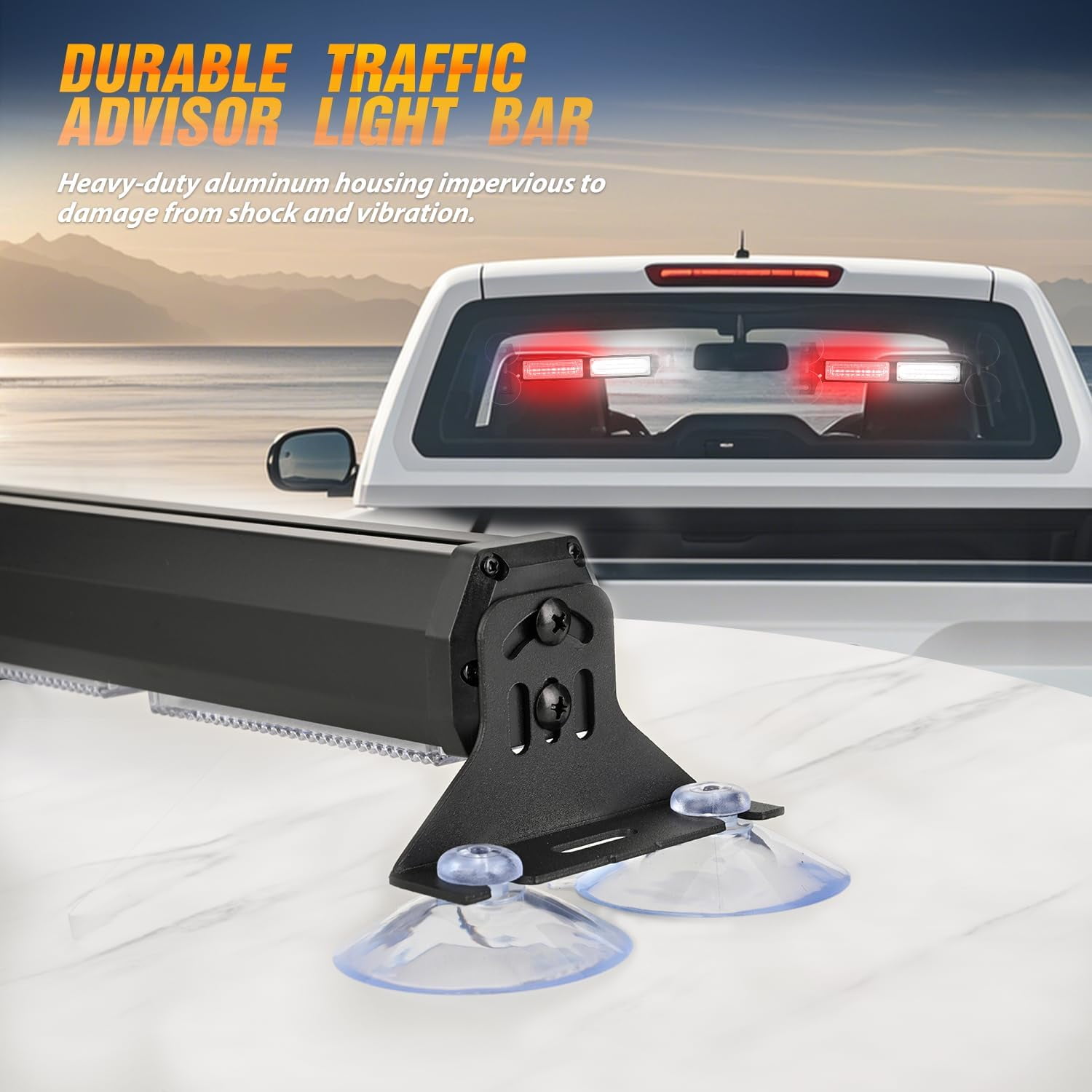 Nilight 40LED Red White Emergency Strobe Advisor Light Bar with Suction Cups Dash Safety Warning Hazard Flashing Lights Interior Front/Rear Windshield for Trucks Construction Vehicles