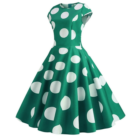 Kcodviy Women Vintage Retro Short Wrap Dress for Women Summer Sleeve Dot Print Evening Work Dresses for Women office Party Prom Swing Dress