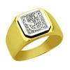 Stainless Steel Men Male Signet Ring Floral Alphabet Initial Anniversary White Top U SZ 13.5