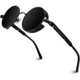 thumbnail image 1 of Retro Round Circle Polarised Steampunk Sunglasses Mens Womens UV Protection, 1 of 4