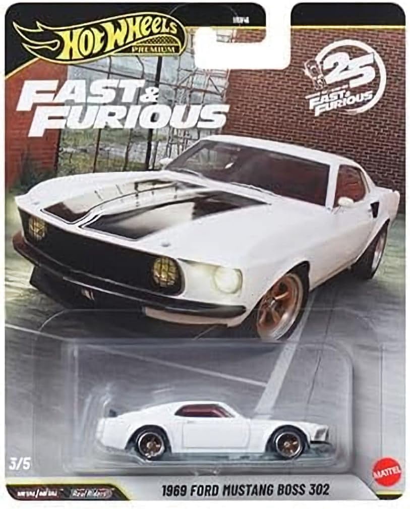 Hot Wheels Premium Fast & Furious 25th Anniversary Die-Cast Cars, Set of 4, Mercedes 500 SEL, Toyota FJ, Lykan Hypersport, Mustang Boss 302, Ages 3+ HNW46-956N