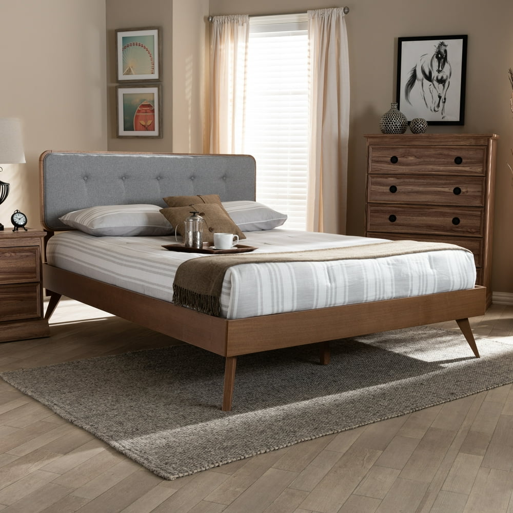 Mid Century Modern Wood Platform Bed Frame