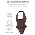 thumbnail image 4 of ITSAME Womens Shapewear Bodysuit, Tummy Control Halter Tight Fit Seamless Jumpsuit Brown 2XL, 4 of 6