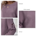thumbnail image 3 of Round Neck Knitted Casual Sweater Plain Color Hollow Lace Up Long Sleeve Knitted Sweater Top for Women, 3 of 7