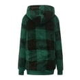 thumbnail image 4 of Soft Plush Fleece Plaid Hoodies for Women Trendy Long Sleeve Drawstring Quarter Zip Pullover Hooded Sweatshirt (4X-Large, Green), 4 of 4