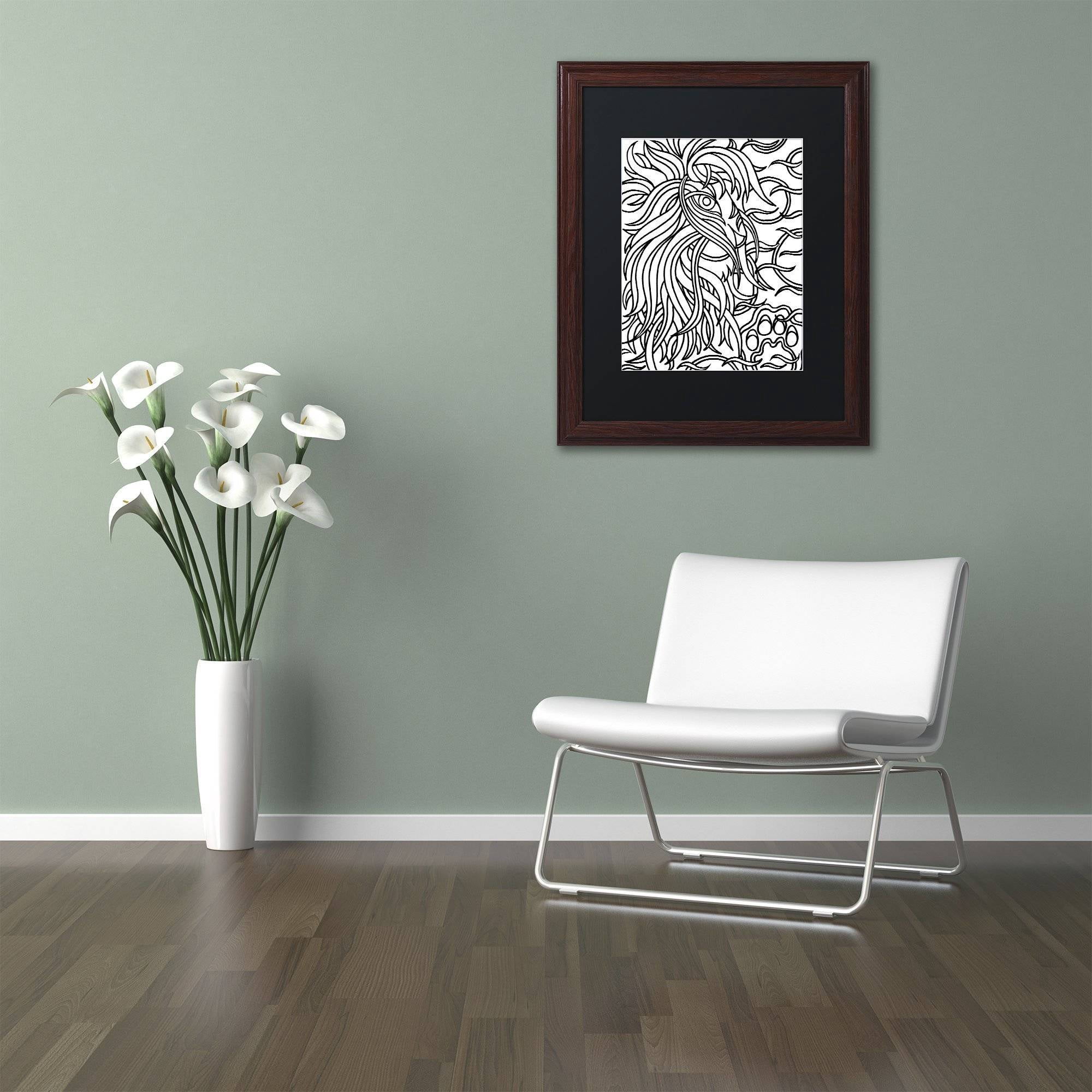 Trademark Fine Art "Lester the Lion" Canvas Art by Kathy G. Ahrens, Black Matte, Wood Frame