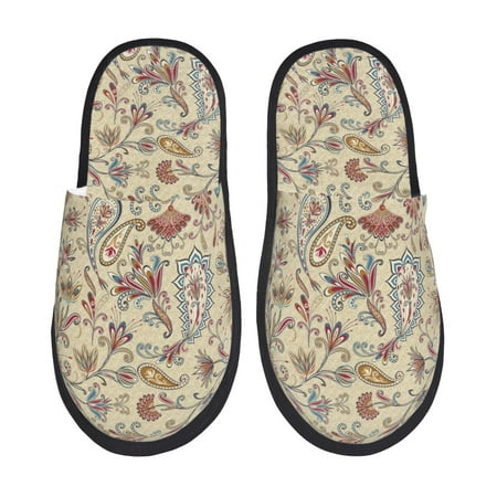 

Slippers for Women Eastern Style Paisley Womens Slippers Fuzzy Winter House Shoes Soft Anti-Skid Slippers Indoor and Outdoor
