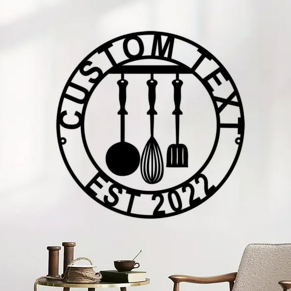 Custom Kitchen Cutlery Wall Art, Personalized Names Kitchen Cutlery Signs, Farmhouse Wall Decor, Metal Kitchen Cutlery Art