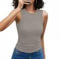thumbnail image 2 of Wyobmus Summer Tank Tops for Women 2025 Ribbed Knit Sleeveless Tanks Slim Fit Round Neck Shirts Casual Basic Tops Gray, 2 of 7